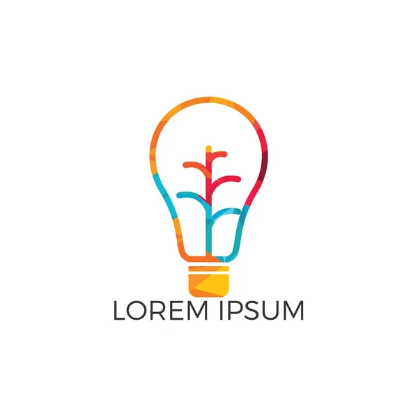 Absztrakt Izzó Lámpa Modern Logo Tervezés Természet Innováció Szimbólum Ökológia — Stock Vector