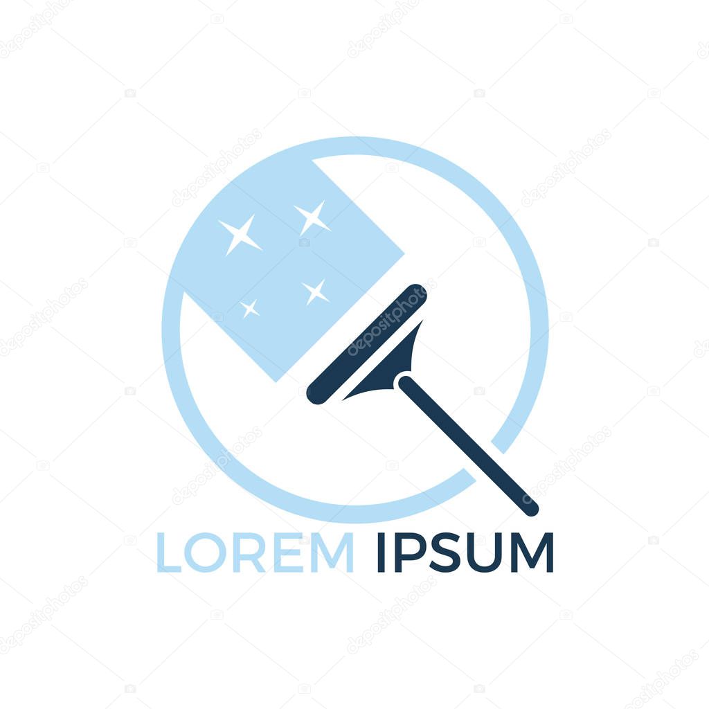 Broom cleaning services logo design. Home cleaning company logo design.