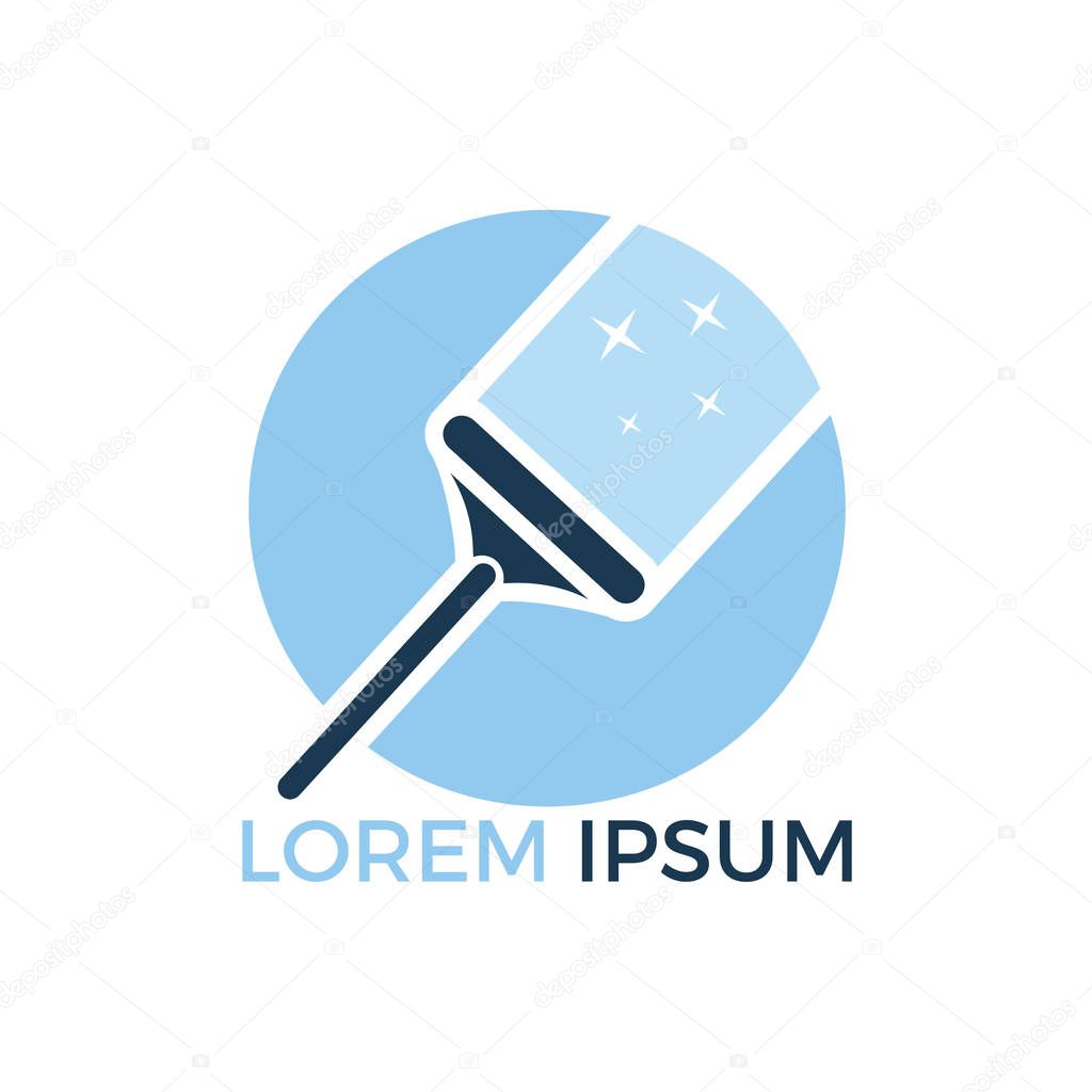 Broom cleaning services logo design. Home cleaning company logo design.