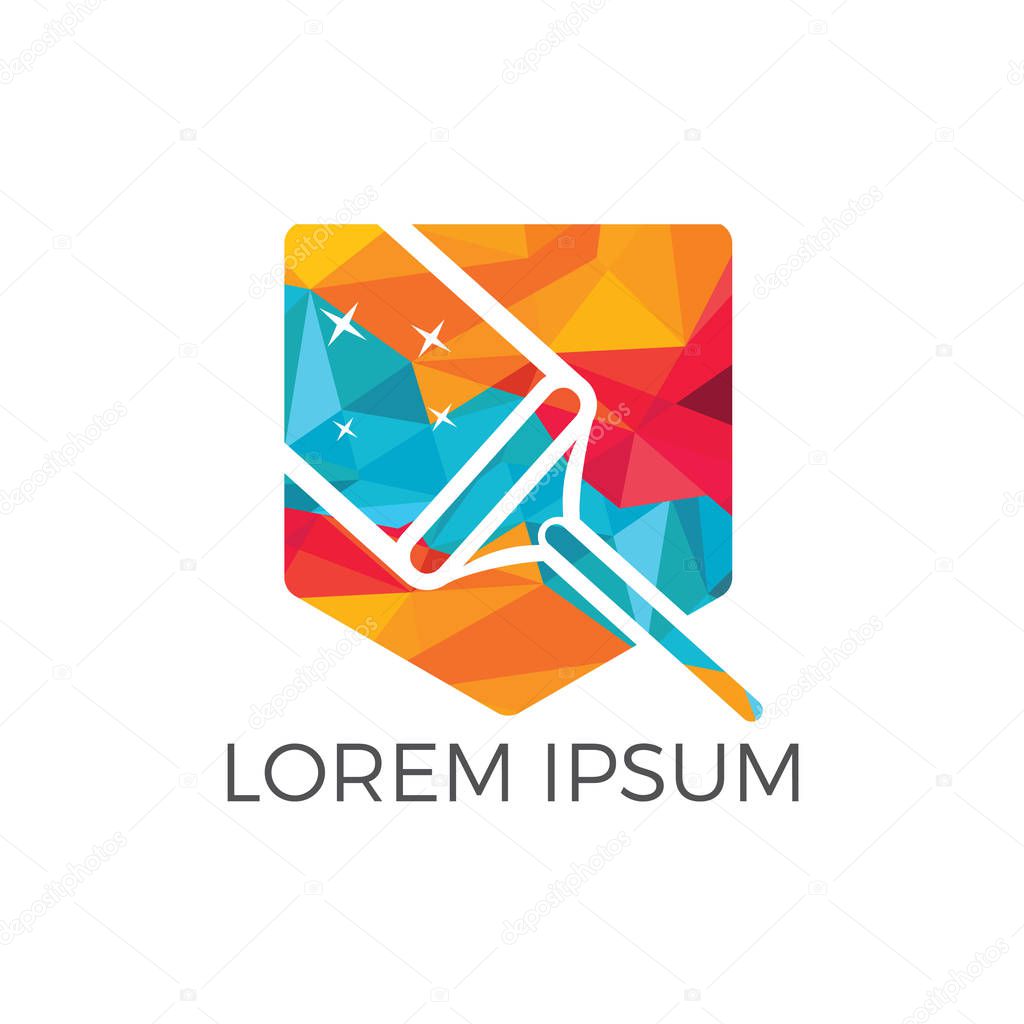 Broom cleaning services logo design. Home cleaning company logo design.