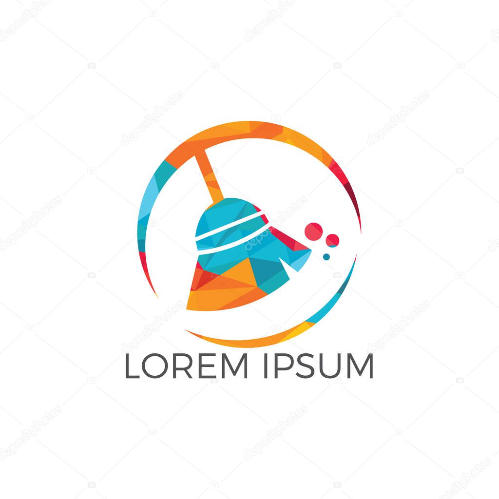 Broom cleaning services logo design. Home cleaning company logo design.
