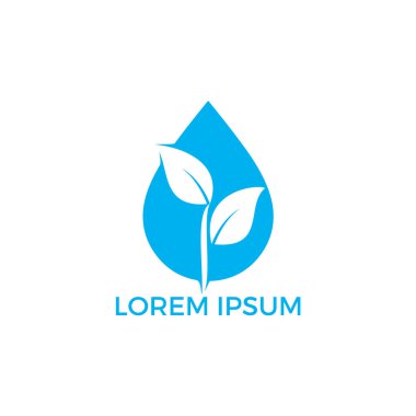 Su damlası ağaç simge vektör logo tasarımı ile. Logo enerji. Ekoloji, çevre ve tarım vektör simgesi. Stilize Eko logo biyo yakıt. Yenilenebilir yeşil enerji logo tasarım şablonu. Doğa Teknik işareti.