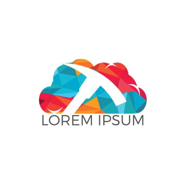 Kazma ve logo tasarımı madencilik bulut. Madencilik Sanayi logo tasarım şablonu.