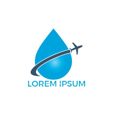 Su damla ve uçak logo tasarımı. Bırakın ve simge veya simge seyahat. Benzersiz uçuş su ve aqua logo tasarım .