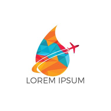 Su damla ve uçak logo tasarımı. Bırakın ve simge veya simge seyahat. Benzersiz uçuş su ve aqua logo tasarım .