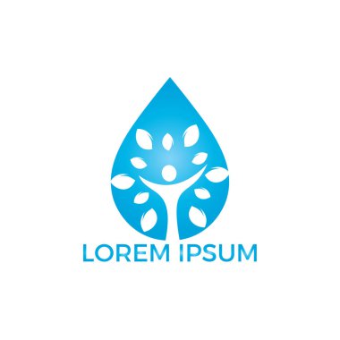 Su damlası insan ağaç simge vektör logo tasarımı ile.