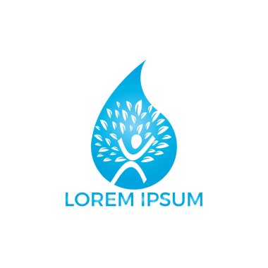 Su damlası insan ağaç simge vektör logo tasarımı ile.