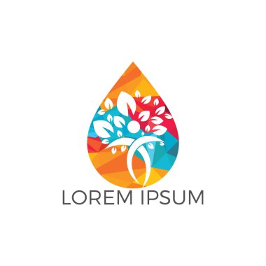 Su damlası insan ağaç simge vektör logo tasarımı ile.