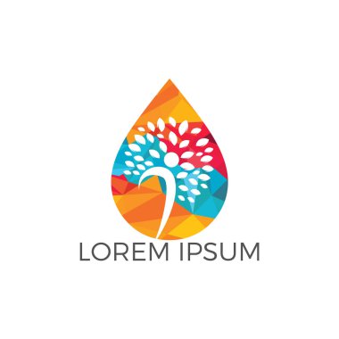 Su damlası insan ağaç simge vektör logo tasarımı ile.