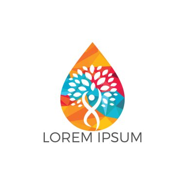 Su damlası insan ağaç simge vektör logo tasarımı ile.