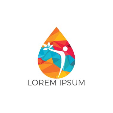 Su damlası insan ağaç simge vektör logo tasarımı ile.