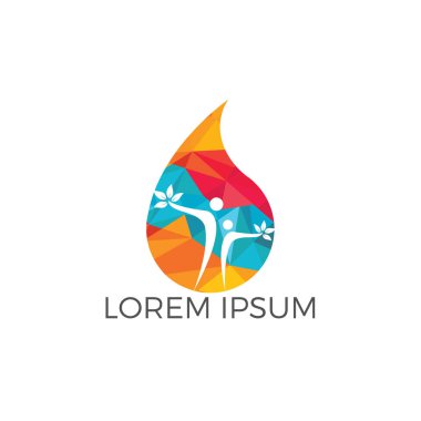 Su damlası insan ağaç simge vektör logo tasarımı ile.