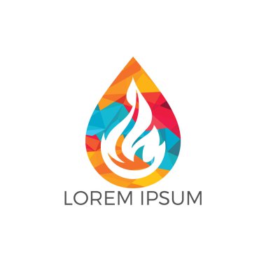 Damla su ve ateş logo tasarlamak. Logo tasarım yazma üzerinden su damla onarım.