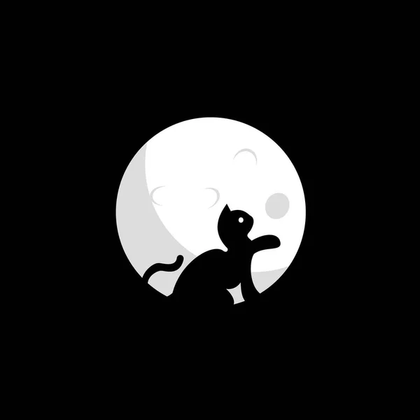 Cat Moon Vector Design Idea Company Style Logo — Stock Vector