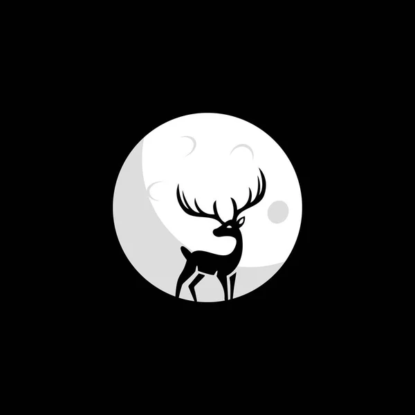 Deer Moon Shape Logo Design White Deer Logo Concept Design — Stock Vector