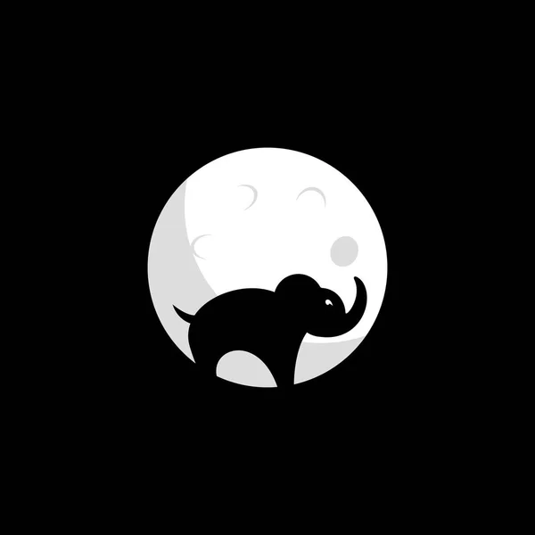 Conception Vectorielle Éléphant Lune Idée Style Logo Entreprise — Image vectorielle