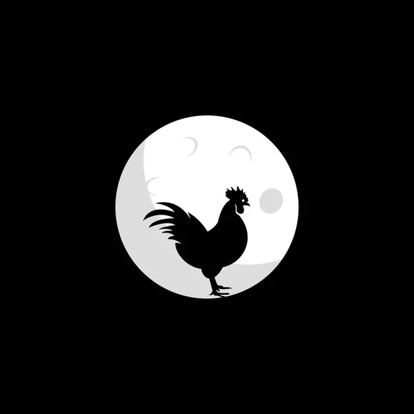 Rooster Dan Desain Vektor Bulan Ide Untuk Gaya Dan Logo - Stok Vektor