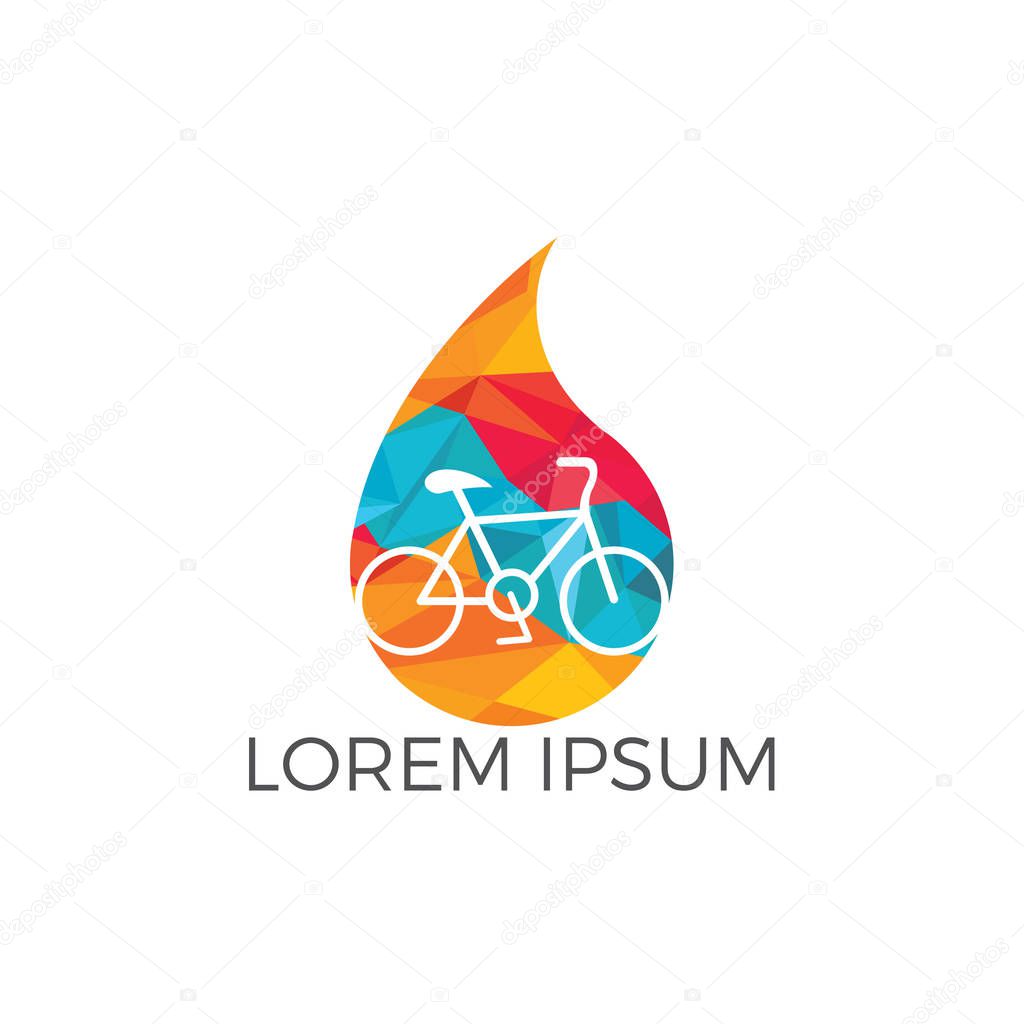 Water drop and bicycle logo design. Bike Water Logo Icon Design.