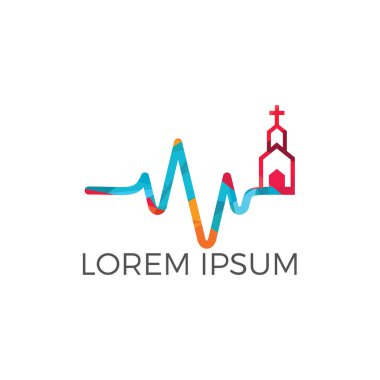 Hayat Hıristiyan Kilisesi yaşam Kilisesi darbe için logo. Kalp atışı darbe satır dini işareti ile.