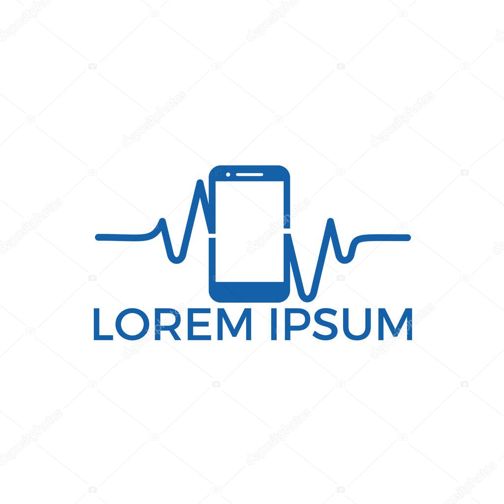 Mobile Pulse Logo Vector Design. Mobile Health Logo designs vector.