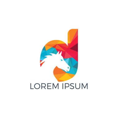 Modern at ve D harfi logo tasarımı. Yaratıcı alfabe D ve at vektör logosu tasarım şablonu.