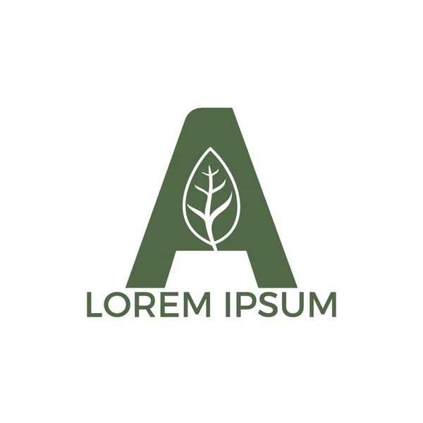 Letra Con Logotipo Hoja Vector Plantilla Verde Inicial Concepto Diseño — Archivo Imágenes Vectoriales