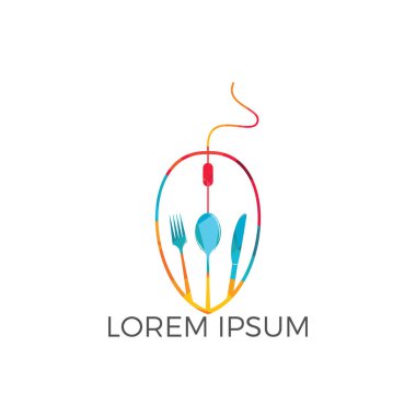 Online gıda vektör logo tasarımları. Teslimat logosu online gıda sipariş Restoran.