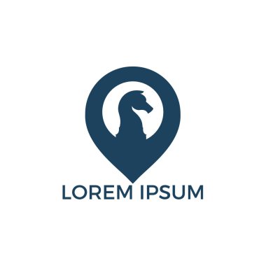 Satranç ve harita işaretçisi logo tasarımı. Oyun ve Gps bulucu sembolü veya simgesi. Benzersiz satranç ve pin logo tipi tasarım şablonu.