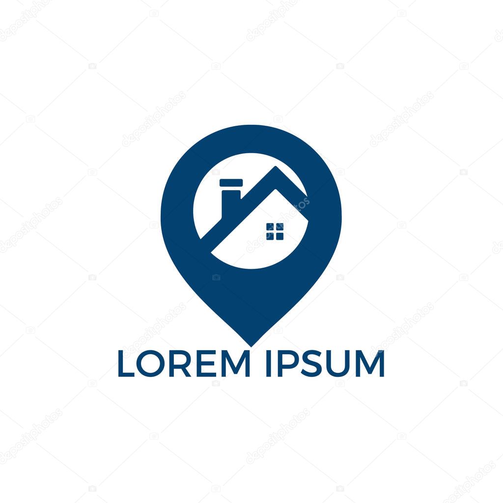 House locator vector logo design. House Pin map symbol vector design. Real estate pinpoint symbol.