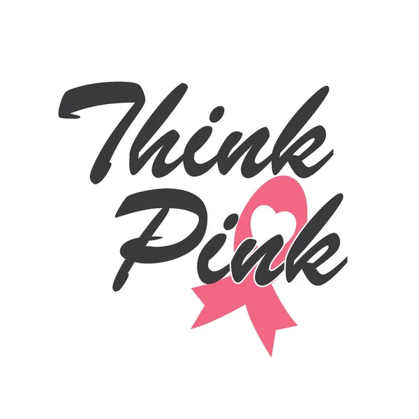 Piensa Cita Pink Lucha Contra Cáncer Cinta Rosa Símbolo Conciencia — Vector de stock