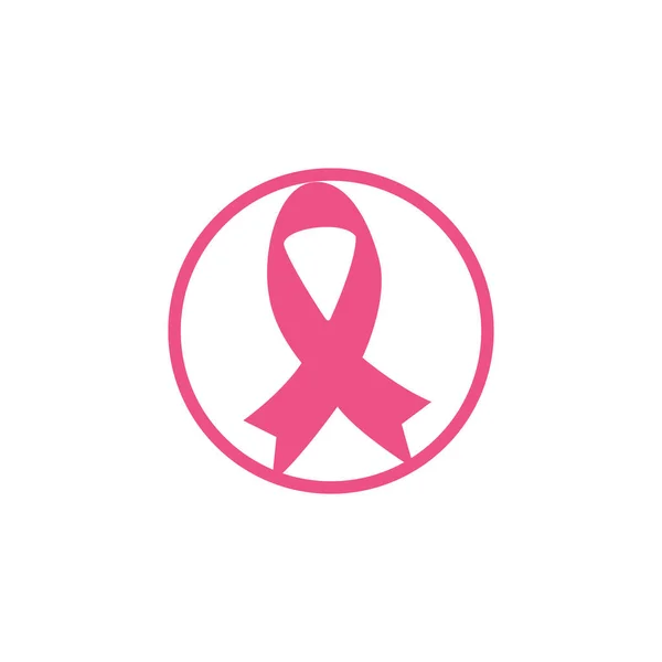 Pembe Şerit Vektör Logo Tasarımı Meme Kanseri Farkındalık Sembolü Ekim — Stok Vektör