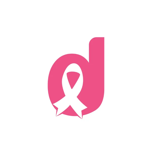 Letra Diseño Logotipo Vectores Cinta Rosa Símbolo Conciencia Del Cáncer — Vector de stock