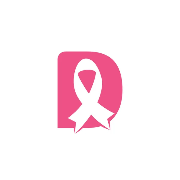 Letra Diseño Logotipo Vectores Cinta Rosa Símbolo Conciencia Del Cáncer — Vector de stock