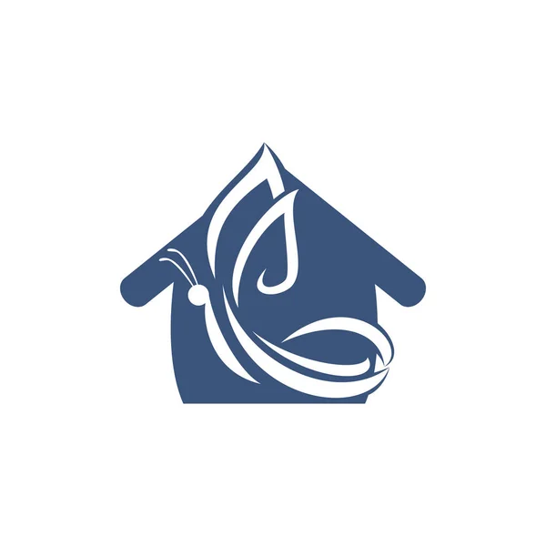 Borboleta Design Logotipo Casa Logotipo Para Cosméticos Lingerie Joalharia — Vetor de Stock