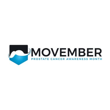 Kanser Farkındalık Vektörü simgesini oynat. Bıyıklı ve el yazısı olan Erkek Yüz Movember Farkındalık Ayını sembolize ediyor.