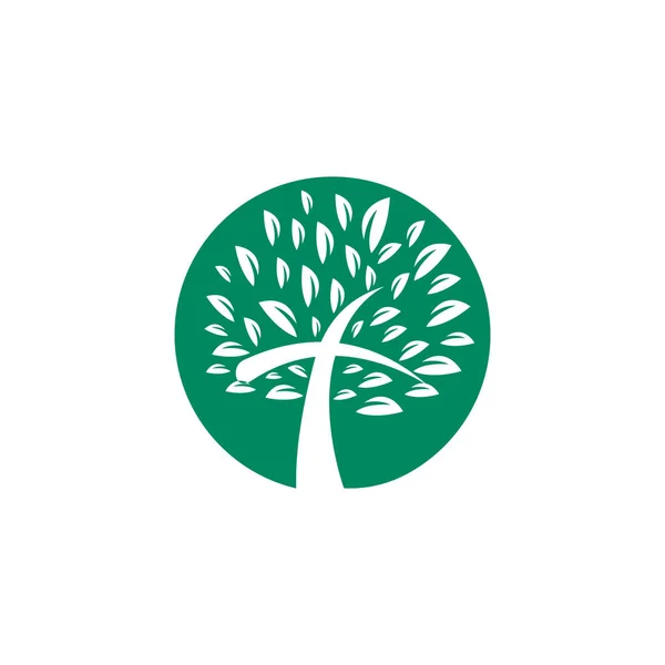 Árbol Símbolo Cruz Religiosa Icono Diseño Vectorial — Vector de stock