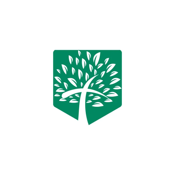 Drzewo Religijny Krzyż Symbol Ikona Wektor Projekt — Wektor stockowy