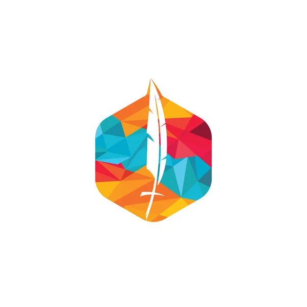 Feder Christliches Kreuz Logo Design Konzept Des Christlichen Kirchenlogos — Stockvektor