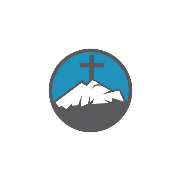 Baptistický Kříž Designu Horského Loga Kříž Vrcholu Hory — Stockový vektor