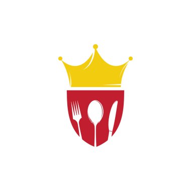 Yemek Kralı vektör logosu tasarımı. Kraliyet gıda logosu kavramı.