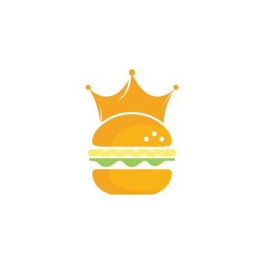 Burger King vektör logosu tasarımı. Taç simgesi logo konseptli hamburger.