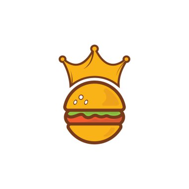 Burger King vektör logosu tasarımı. Taç simgesi logo konseptli hamburger.