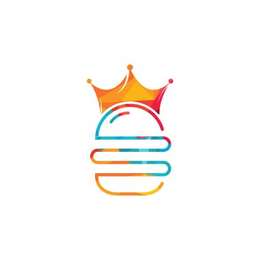 Burger King vektör logosu tasarımı. Taç simgesi logo konseptli hamburger.