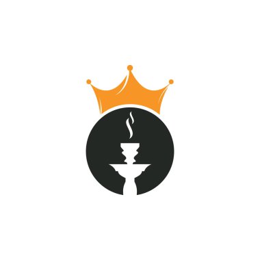 Nargile kral vektör logosu tasarımı. Taç simgesi olan nargile logosu.