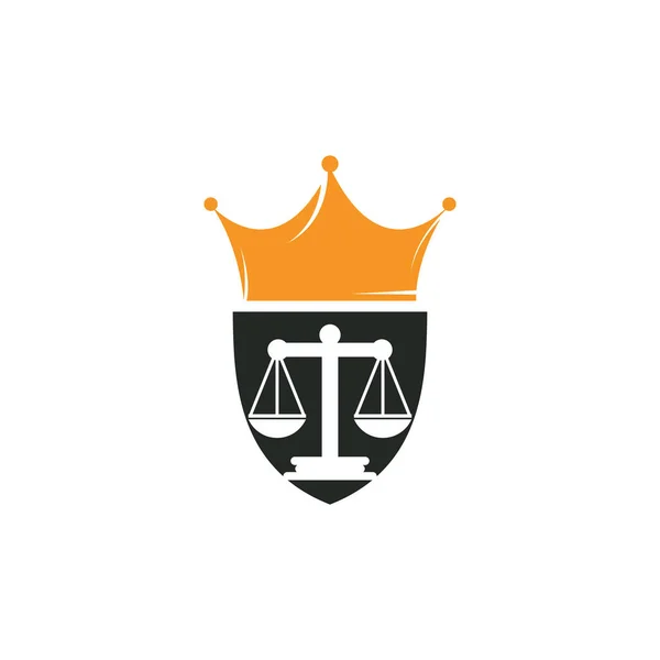 King Legge Vettoriale Logo Design Diritto Concetto Logo Avvocato — Vettoriale Stock