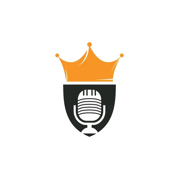 Podcast King Vector Logo Ontwerp King Muziek Logo Ontwerp Concept — Stockvector