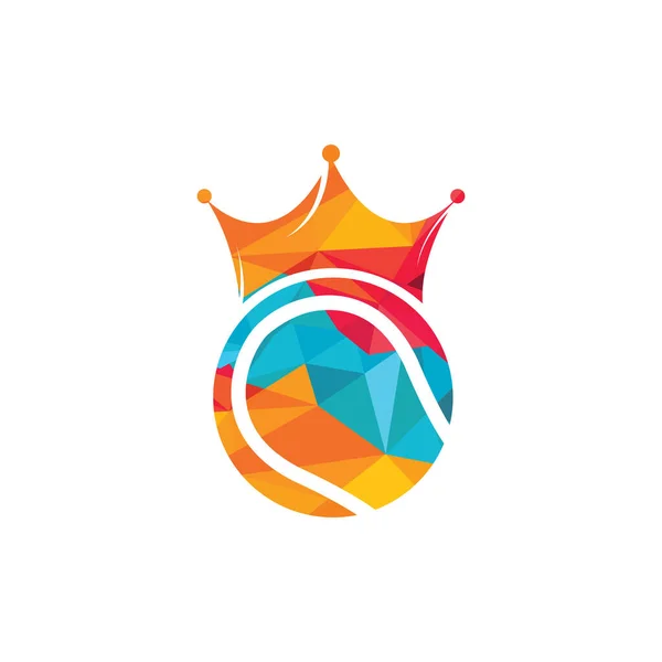 Projekt Logo Wektora Króla Tenisa Piłka Tenisowa Wzór Ikony Korony — Wektor stockowy