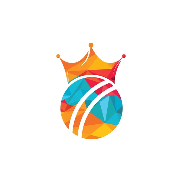 Projekt Logo Wektora Krykieta Króla Piłka Krykieta Wzór Ikony Korony — Wektor stockowy