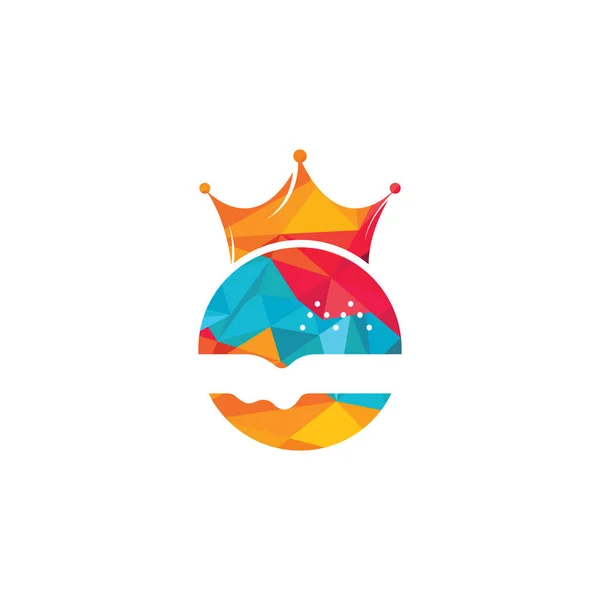 Burger King Wektor Projekt Logo Burger Ikoną Korony Koncepcji Logo — Wektor stockowy