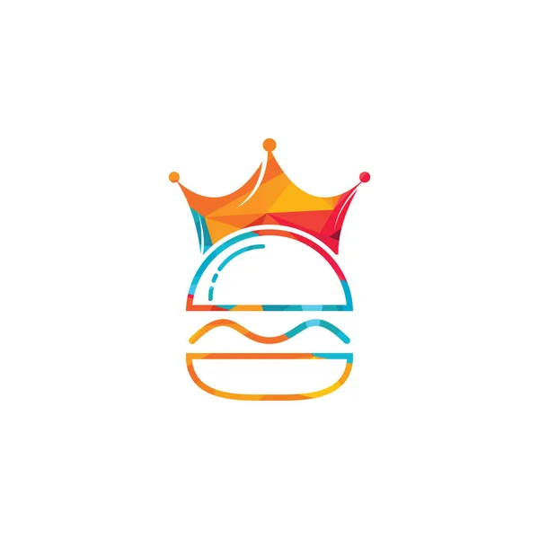 Burger King Vector Logo Design Burger Crown Icon Logo Concept — Stock Vector